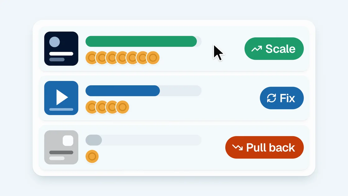 Three campaigns marked scale, fix and pull back